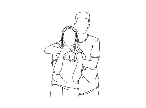 Premium Vector | Cute Couple Line Art Drawing