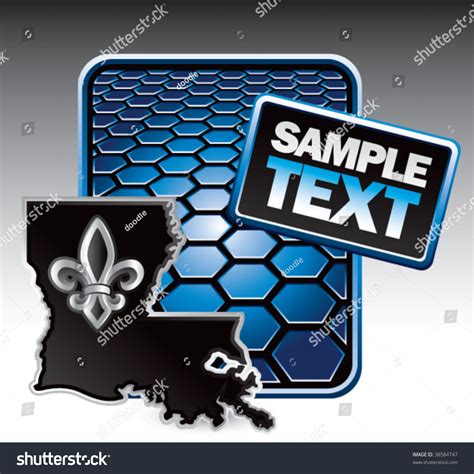 Louisiana State Symbol On Blue Hexagon Advertisement Stock Vector