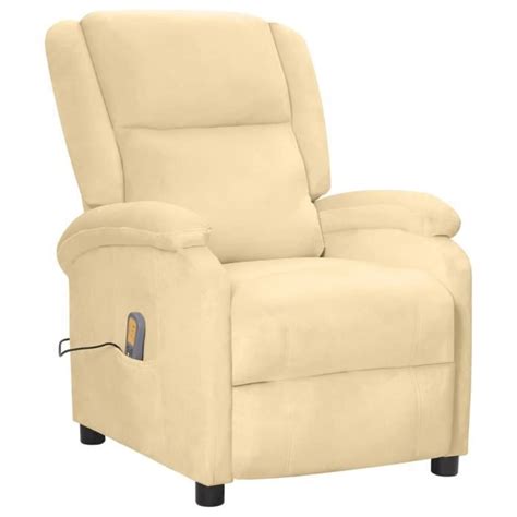 Ledivil Fauteuil De Massage Inclinable Cr Me Velours Hb A Cdiscount