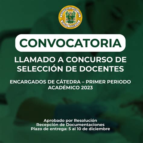 Llamado a Concurso de Selección de Docentes Universidad María Serrana