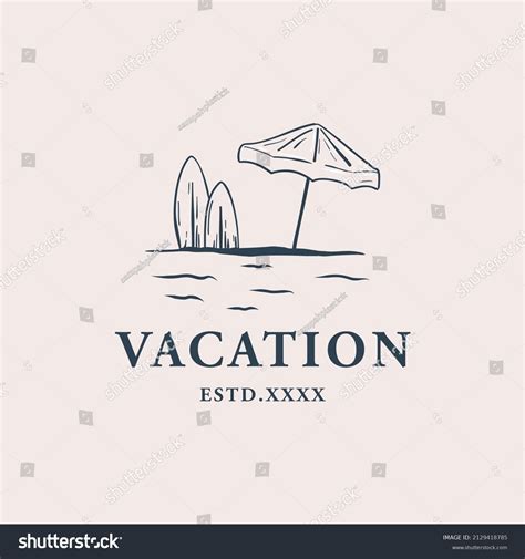 Beach Vacation Logo Design Vector Illustration Royalty Free Stock