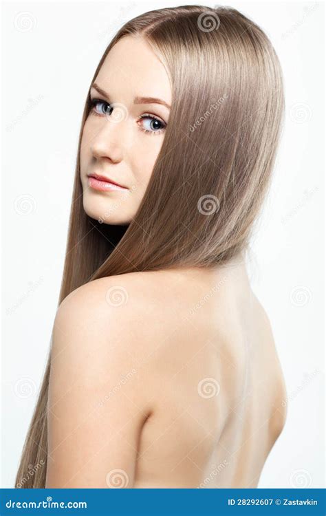 Portrait Of Young Woman With Long Hair Stock Image Image Of Long