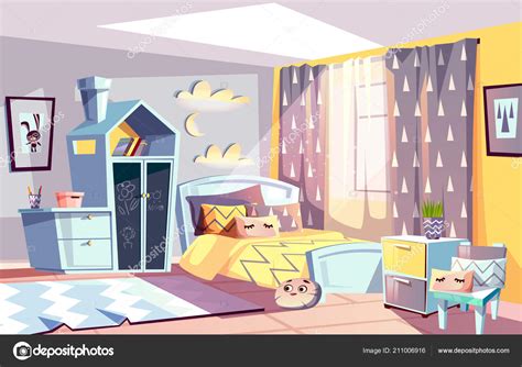 Illustration Vectorielle Int Rieure De Chambre Moderne Enfant Image