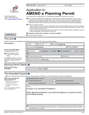 Fillable Online Amend A Planning Permit Application Fax Email Print