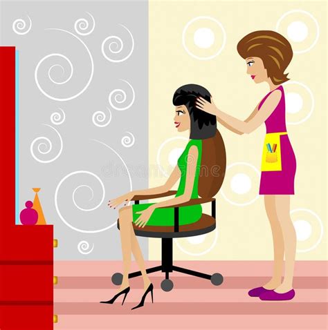 Woman In A Beauty Salon Does A Hair Do Stock Vector Illustration Of