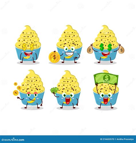 Ijsje Banana Cup Cartoon Met Schattig Emoticon Brengt Geld Mee Vector