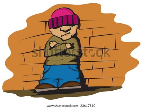 Young Man Baggy Trousers Standing Against Ilustración De Stock 23617810 Shutterstock