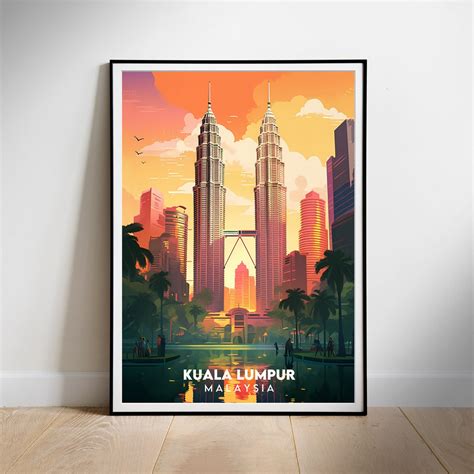 Malaysia Travel Poster Digital Wall Print Art Kuala Lumpur Instant