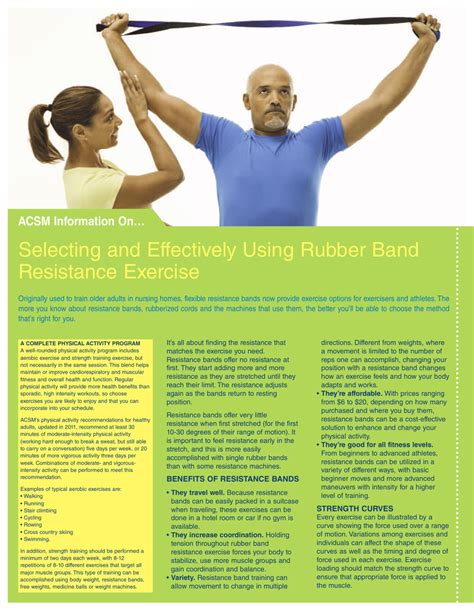 Selecting And Effectively Using Rubber Band Resistance Exercise Acsm Download Printable Pdf