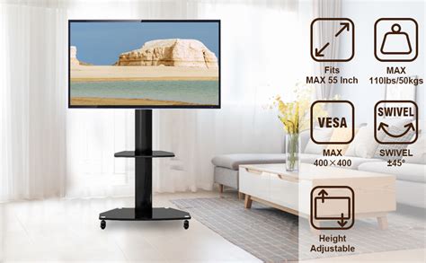 Amazon TAVR Floor TV Stand With Wheels And Swivel Mount For 27 55