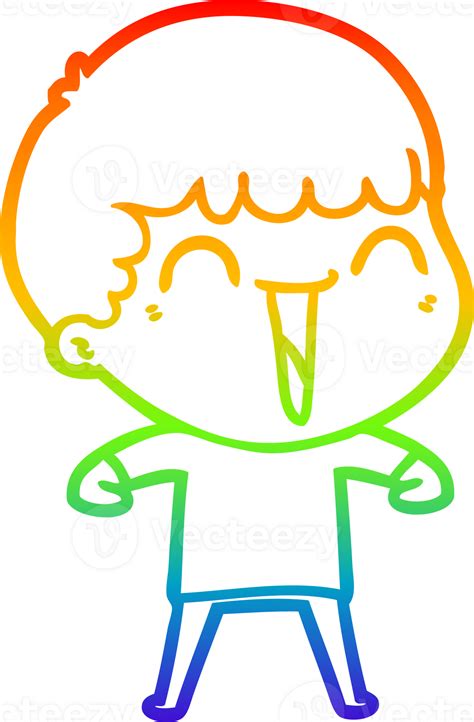 Rainbow Gradient Line Drawing Cartoon Happy Man 39928643 Png