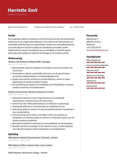 Medisch Secretaresse Secretaris Cv Voorbeeld Schrijf Tips