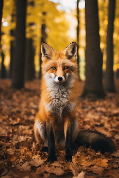 Un Zorro Sentado En Medio De Un Bosque Foto Premium