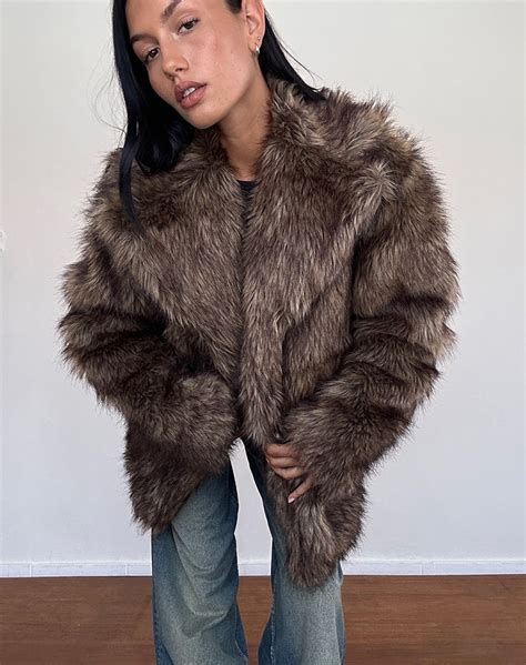 Faux Long Fur Brown Jacket Lupita