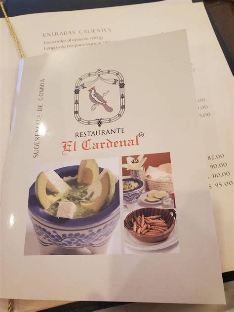 Carta De Restaurante El Cardenal Ciudad De M Xico Palma Centro