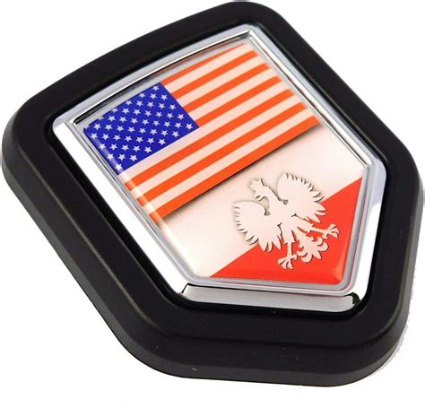 Amazon Usa Poland Polish Flag Car Truck Black Shield Grill Badge