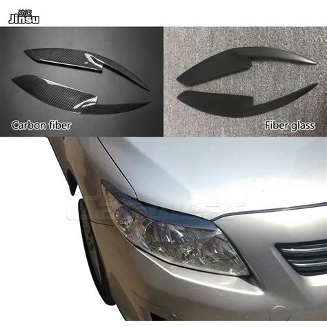 Carbon Fiber Car Headlight Eyebrow Cover Trim Sticker Head Lamp Eyelid For Toyota Corolla 10th