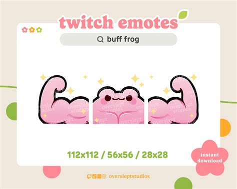 Buff Frog Emote Pack For Twitch And Discord Frog Twitch Emotes Strong