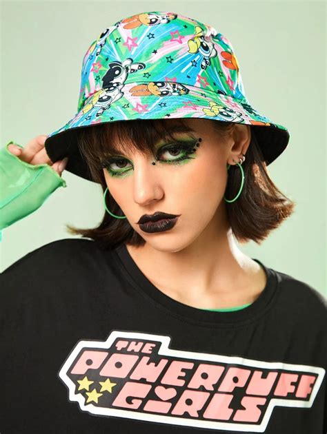 Our The Powerpuff Girls Romwe Star And Cartoon Graphic Bucket Hat Is Such A Vibe Romwe