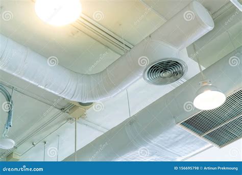 Air Conditioner Pipe Wiring Pipe And Plumbing Pipe System Stock