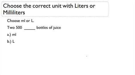 Metric Conversion Of Liters And Milliliters To Find Equivalent Units Video Measurement