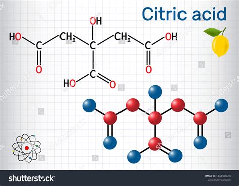 Citric Acid Molecule Found Citrus Fruits Stock Vector Royalty Free