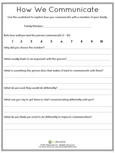 Effective Communication For Couples Worksheet