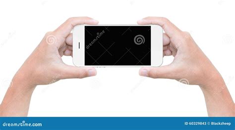 Hand Hold Phone Isolated On White With Clipping Path Stock Image