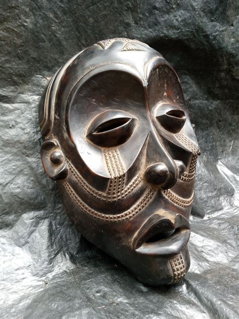 Original Chokwe Tribe Vintage Tribal Mask Drc Africa Primitive Etsy