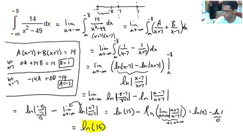 Improper Integral Example Involving Partial Fraction Decomposition Youtube