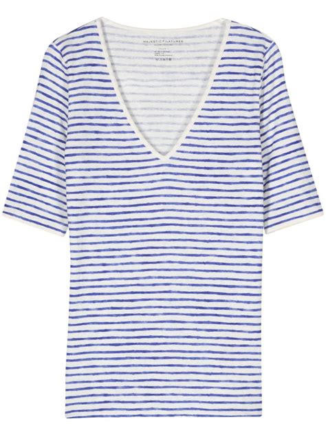 Majestic Filatures V Neck Striped T Shirt Farfetch