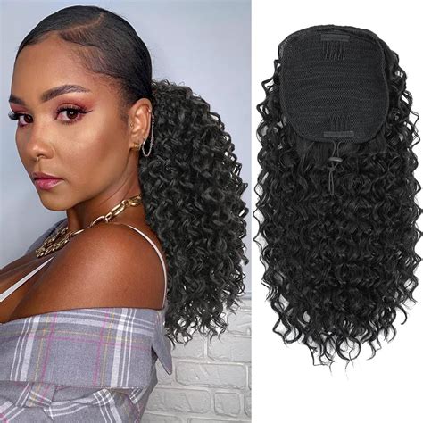 Amazon Long Kinky Straight Ponytail Extension For Black Women