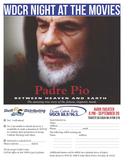 5th Annual Night At The Movies Padre Pio Decatur Catholic Radio