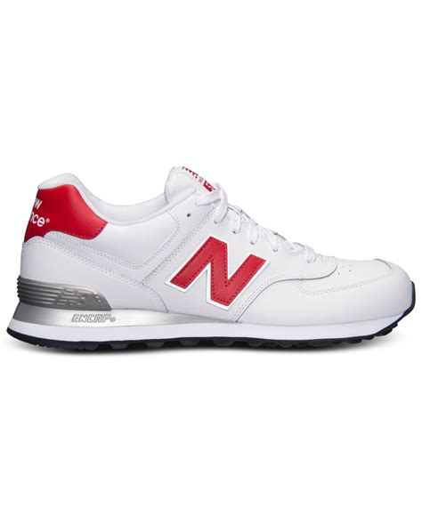 New Balance Men'S 574 Leather Casual Sneakers From Finish Line in White ...