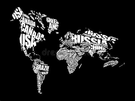 Mapa Mundial En Tipografía Palabra Nube Nombres De Países Stock de