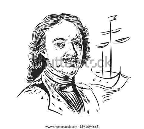 Vector Portrait Great Russian Emperor Peter Stock Vector Royalty Free