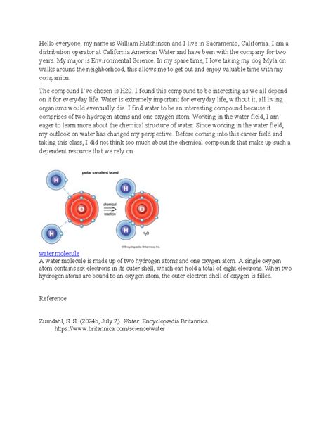 Chem 101 discussion 1 - Hello everyone, my name is William Hutchinson and I live in Sacramento