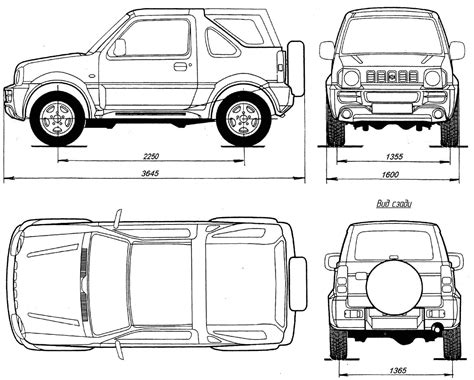 Размеры кузова Suzuki Jimny Таблицы размеров