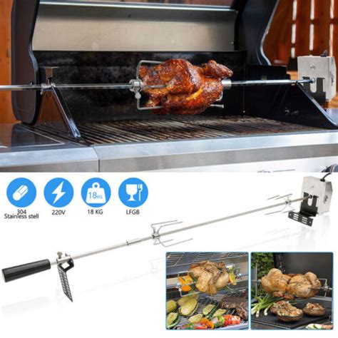 BBQ Grillspieß BBQ Grillspieß Dreh Spieß 117cm Edelstahl Motor 220 240V