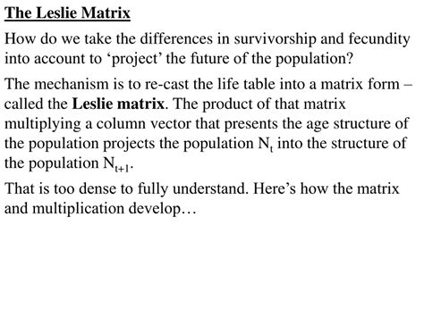 Ppt The Leslie Matrix Powerpoint Presentation Free Download Id9106132