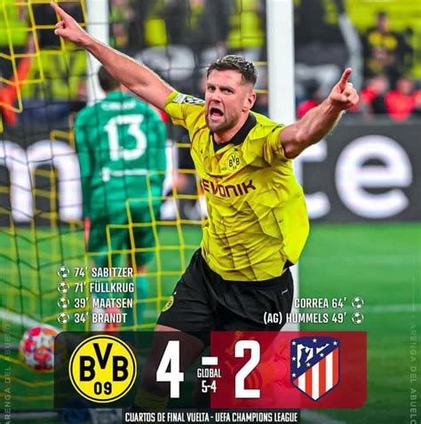 Borussia Dortmund derrotó a Atlético de Madrid y se metió a las