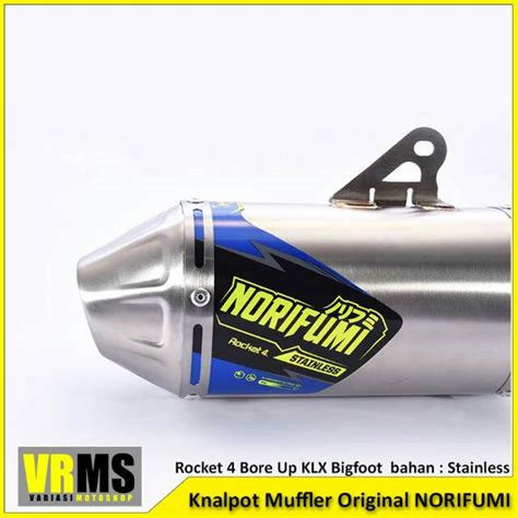 Jual Knalpot Muffler Original NORIFUMI Stainless Rocket 4 Bore Up KLX