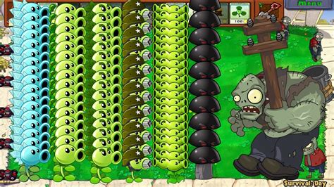 Plants Vs Zombies Snow Pea Repeater Gatling Pea And Split Pea Vs