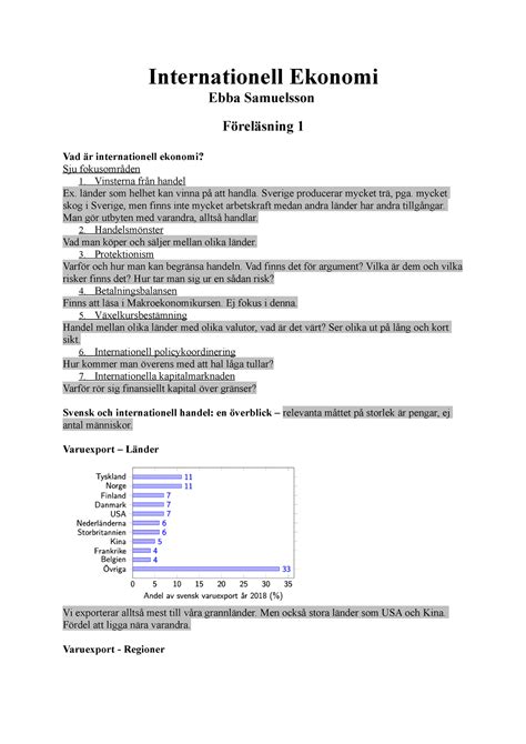 Internationell Ekonomi Internationell Ekonomi Ebba Samuelsson