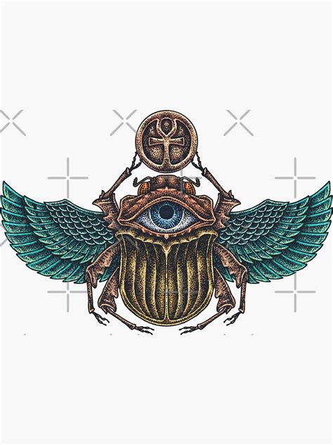 Colorful Scarab Beetle With The Eye Of Horus Sticker For Sale By