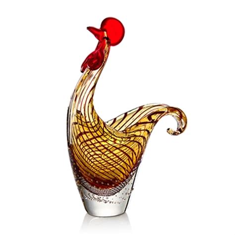 Spi Home Art Glass Rooster Bowl Distinctive Decor