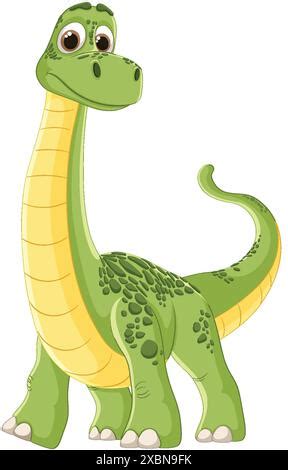 Cute Yellow Dinosaur With Long Neck Stock Vector Image Art Alamy