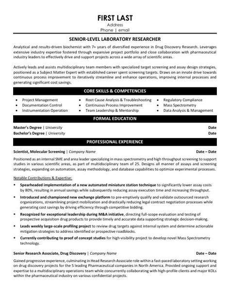 Science Resume Templates Samples And Examples Resume Templates 101