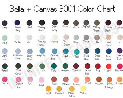 Bella 3001cvc Color Chart