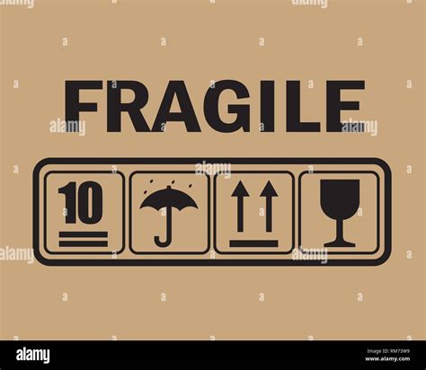 Fragile Or Packaging Symbols Black Fragility Signs On White Background